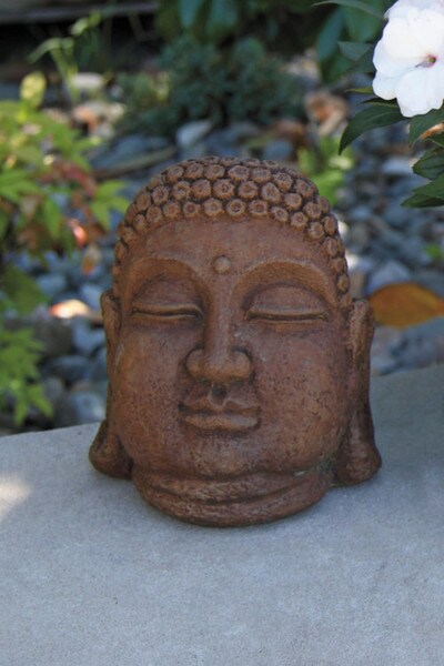 Head Buddha Face Bust Sculpture Cement Unique Portrait Artwork